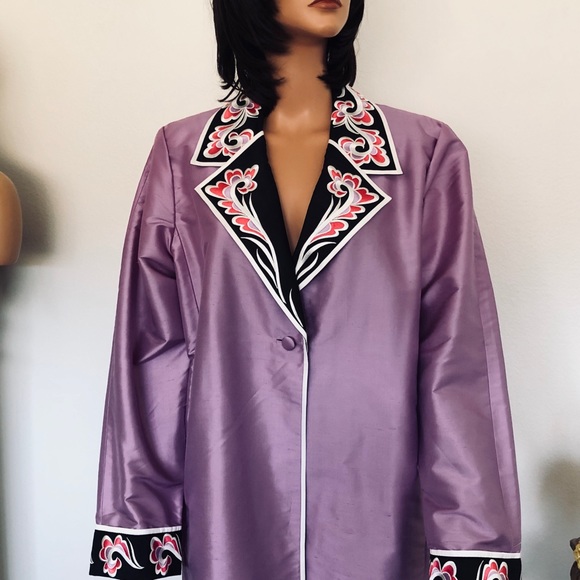 Bob Mackie Wearable Art Silk XL Jacket Designer - Picture 3 of 7